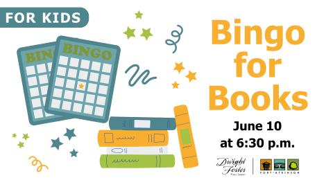Bingo for books june 10 at 6:30 pm